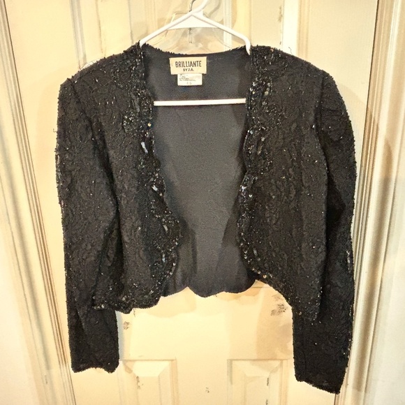 Vintage sequin glitter sparkle jacket black long sleeve - Picture 4 of 11